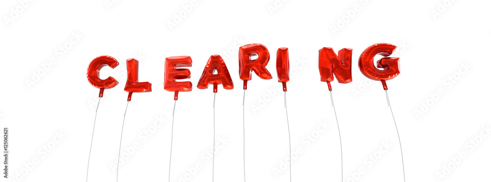 Fototapete clearing - word made from red foil balloons - 3d rendered. can be used for an online banner ad or a 