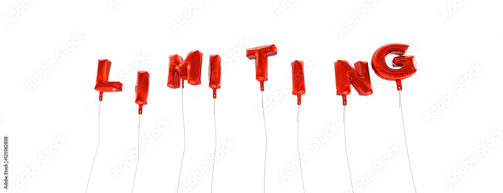 Fototapete limiting - word made from red foil balloons - 3d rendered. can be used for an online banner ad or a 