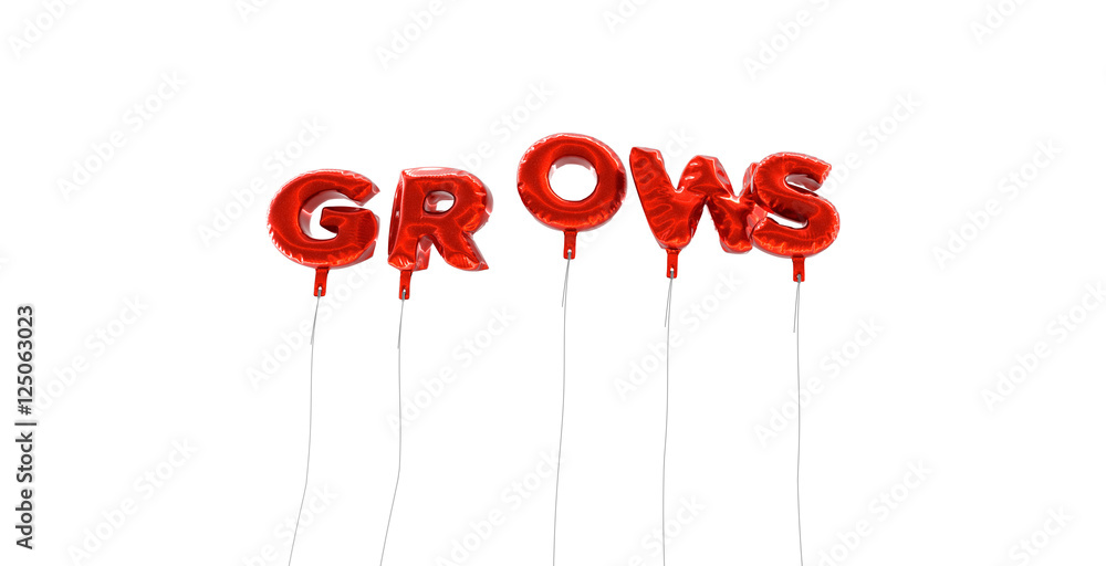 Fototapete grows - word made from red foil balloons - 3d rendered. can be used for an online banner ad or a pri
