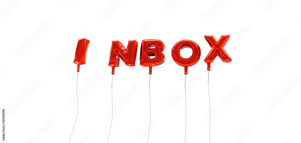 Fototapete inbox - word made from red foil balloons - 3d rendered. can be used for an online banner ad or a pri
