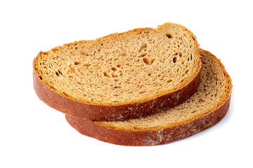 Two slices of bred on white