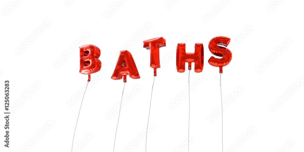 Fototapete baths - word made from red foil balloons - 3d rendered. can be used for an online banner ad or a pri