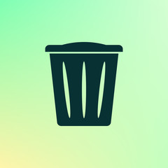 Flat paper cut style icon of trash can