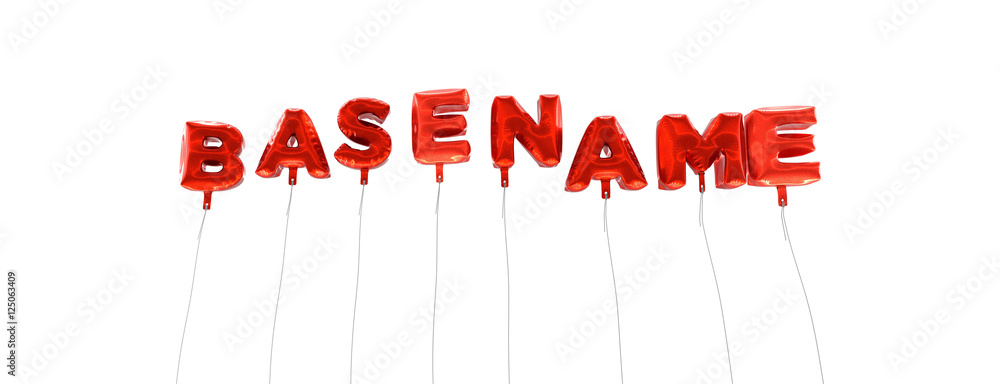 Fototapete basename - word made from red foil balloons - 3d rendered. can be used for an online banner ad or a 