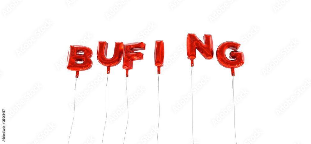 Fototapete bufing - word made from red foil balloons - 3d rendered. can be used for an online banner ad or a pr