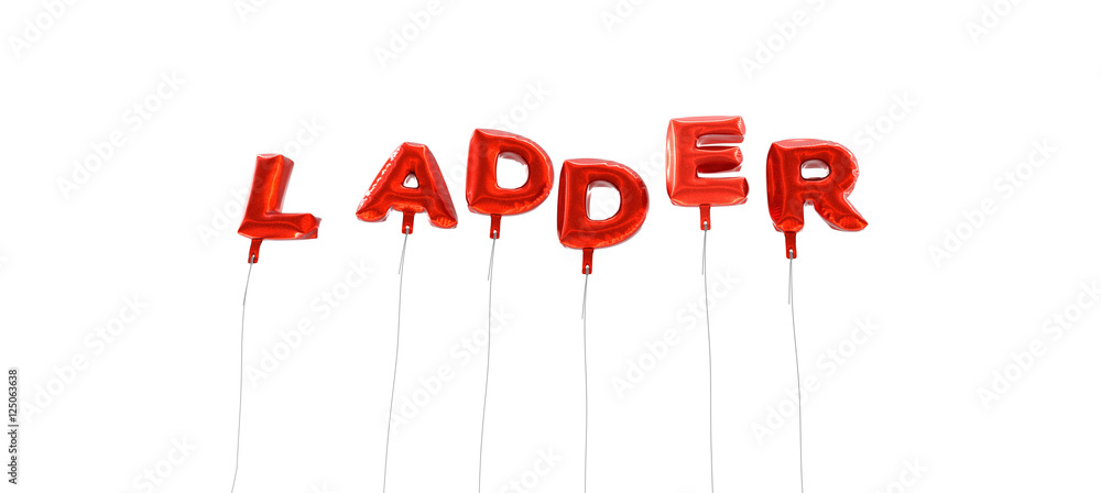 Fototapete ladder - word made from red foil balloons - 3d rendered. can be used for an online banner ad or a pr