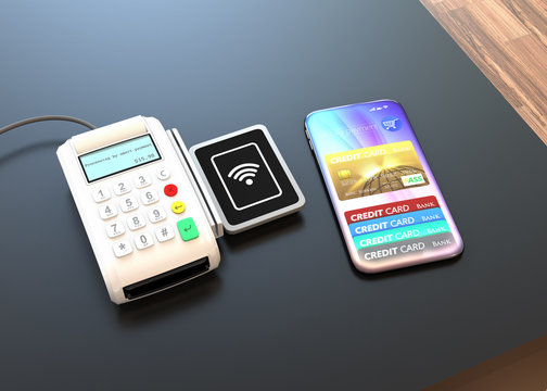 Mobile payment concept. 3D rendering image.