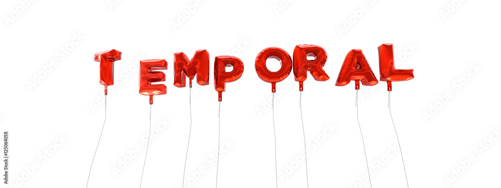 Fototapete temporal - word made from red foil balloons - 3d rendered. can be used for an online banner ad or a 