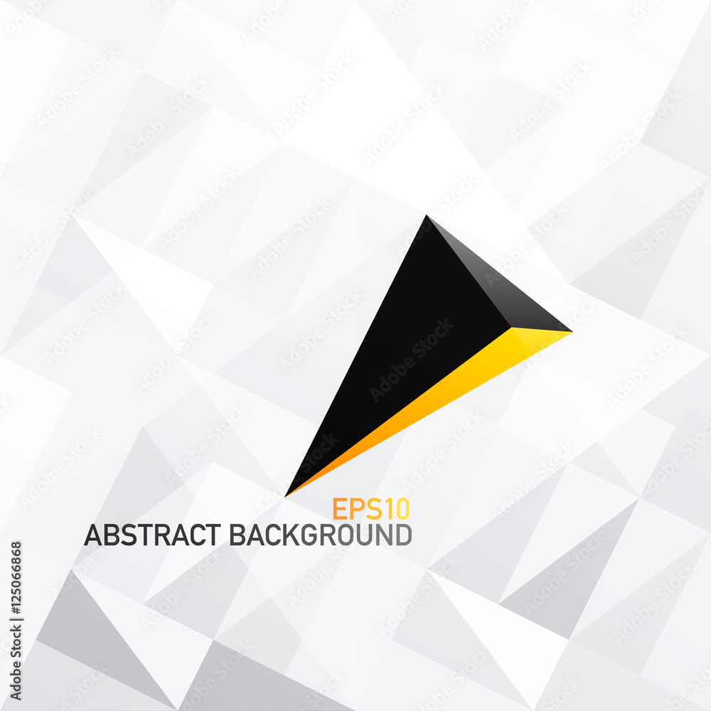 Aufkleber Triangle white abstract background with 3D arrow. Black and Gold