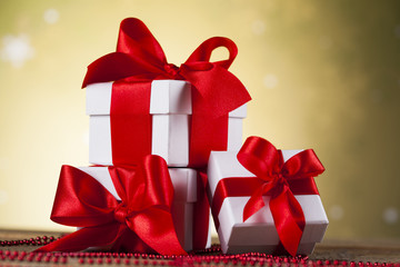 Holiday Christmas background with gift boxes