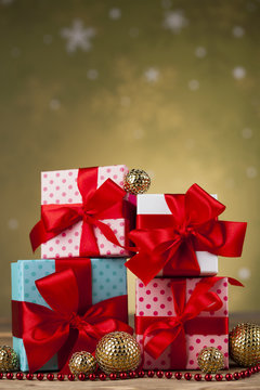 Set of gift box, Christmas background 