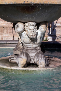 Statue of a satyr in Pretoria fountain in Palermo, Sicily designed in 1552-55 by Francesco Camilliani