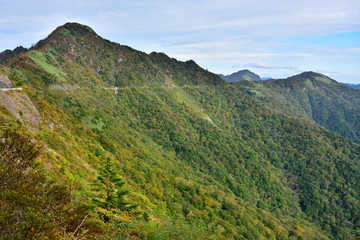Fototapeta na wymiar 瓶ヶ森林道瓶ヶ森付近から見た寒風山方面の風景(2016年10月)