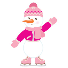 Funny snowman cartoon vector illustration
