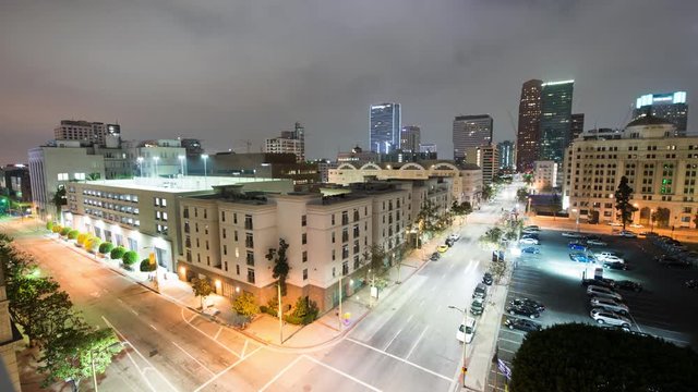 Time Lapse of Traffic and Skyline in Downtown Los Angeles