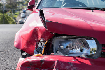 Car damage after a motor vehicle collision requiring repair