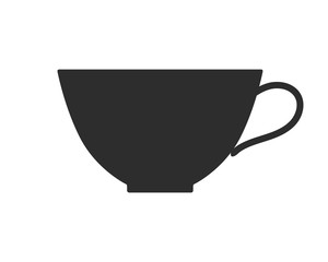 Coffee, tea cup. Mug for drinks. Black silhouette mugs, dishes.