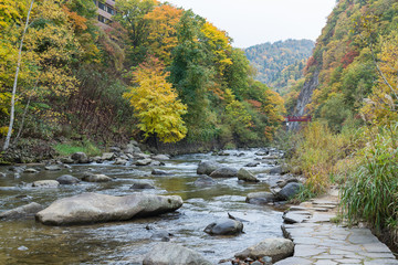 Jozankei, Toyohira River, Hokkaido, Japan in the autumn season
