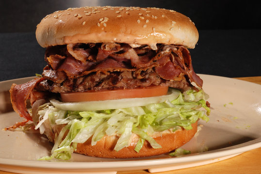 Pastrami Burger Tomato Onion And Lettuce