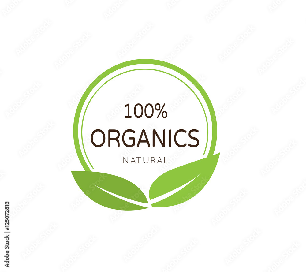 Wall mural organic product badge. organic logo