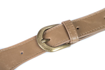 Brown belt on white background