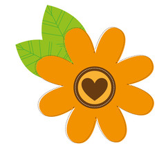 flower with heart icon image vector illustration design 