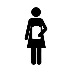 woman holding clipboard icon image vector illustration design