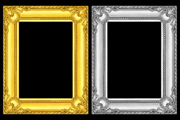 gold and silver frames isolated on black