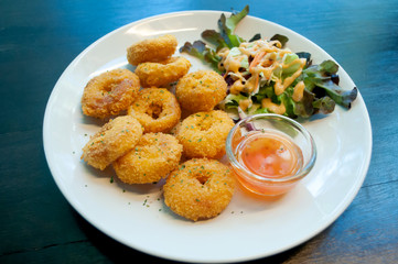 Fried fish nuggets ,selective focus