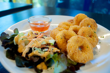 Fried fish nuggets ,selective focus