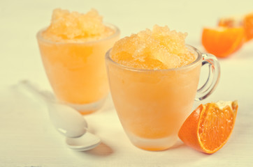 Homemade sorbet of orange