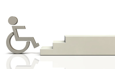 車椅子が通行できない段差を描いた3Dレンダリング画像