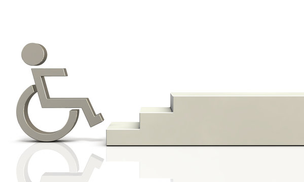 車椅子が通行できない段差を描いた3Dレンダリング画像