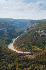 Fototapeta na wymiar The Gorges de Ardeche is made up of a series of gorges in the river Ardeche, France.
