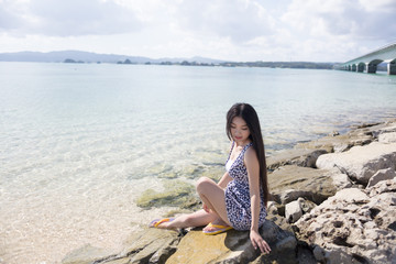 ビーチ女性ポートレイト