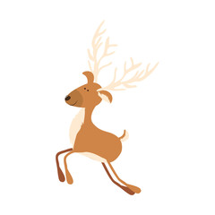 white horn deer cartoon icon image vector illustration design 