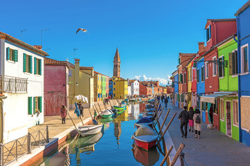 Naklejka na ściany i meble VENICE, ITALY - Burano, the town of a thousand colors, an enchanted island in the heart of the Venice lagoon