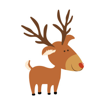 red nose rudolph deer cartoon icon image vector illustration design 
