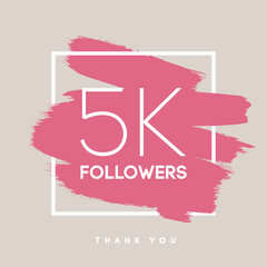 Vector thanks design template for network friends and followers. Thank you 5  K  card. Image  Social Networks. Web user celebrates large number of subscribers or . 
