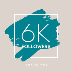 Vector thanks design template for network friends and followers. Thank you 6  K  card. Image  Social Networks. Web user celebrates large number of subscribers or . 