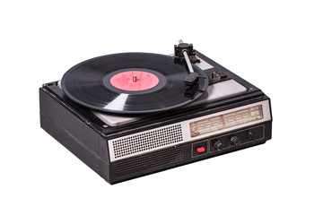 Obraz premium Vintage record player with radio tuner