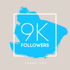 Vector thanks design template for network friends and followers. Thank you 9 K  card. Image  Social Networks. Web user celebrates large number of subscribers or . 
