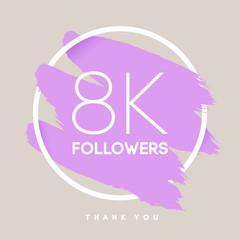 Vector thanks design template for network friends and followers. Thank you 8 K  card. Image  Social Networks. Web user celebrates large number of subscribers or . 