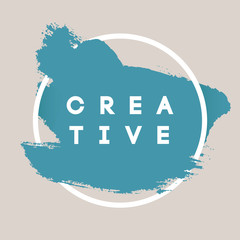 Typography Background. Vector Brush Stroke Template. Abstract Hand Painted Textured Ink   with Geometric Round Frame