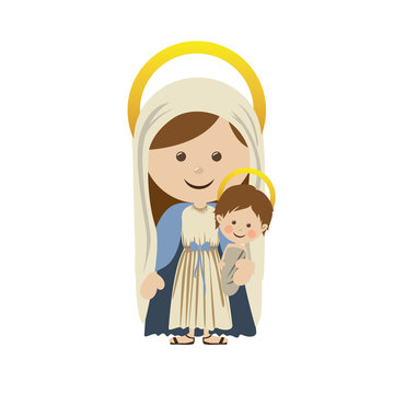 virgin mary holding baby jesus icon image vector illustration 