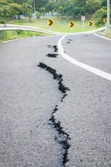 Obraz premium cracked asphalt texture of bicycle lane