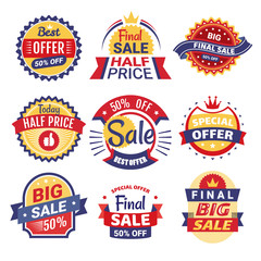 Set of sale tags, badges and labels