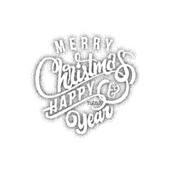 Merry christmas and happy new year 2017, hand drawn Dotwork . Handmade vector calligraphy for your design