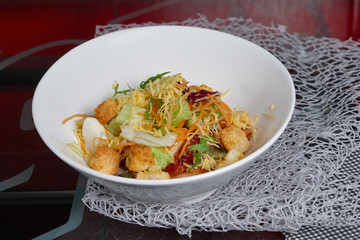 Deep plate with greek salad