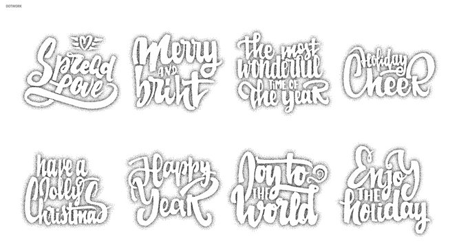 Have a jolly christmas, Merry and bright, enjoy the holiday, spread love, happy year, the most wonderful time of the ,  cheer, joy to the world. Xmas design.  lettering collection.